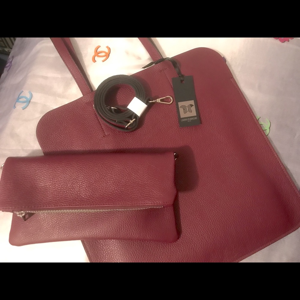 NWT genuine leather modern tote or Laptop bag